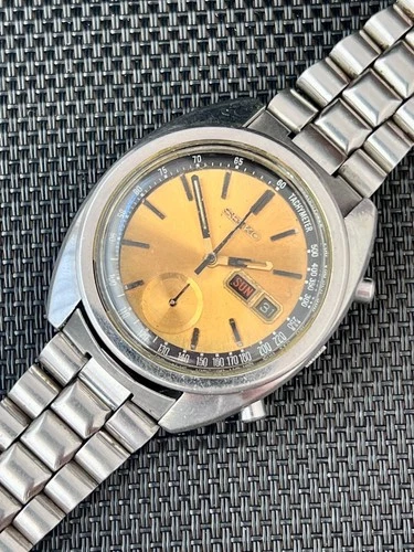 Seiko 6139-6012 Chronograph Bruce Lee Men's Watch Yellow Dial Vintage
