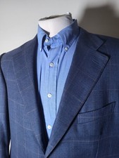 ERMENEGILDO ZEGNA Full-canvas Windowpane Wool Textured Jacket Blazer Coat 52 42R