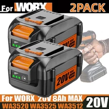 2x For WORX 8.0Ah MAX Lithium Extend Battery 20V WA3520 WA3525 WA3575 WG155
