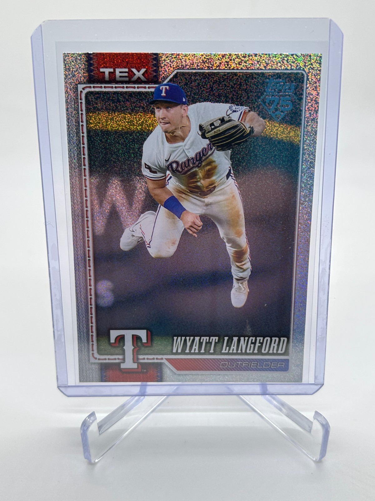 2026 Topps Series 2 Wyatt Langford Sand Glitter Foil #383 Texas Rangers