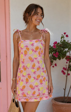 Vintage Y2K Lilly Pulitzer sz 4 Mini Dress Pineapple Fruit Print Cotton Sundress