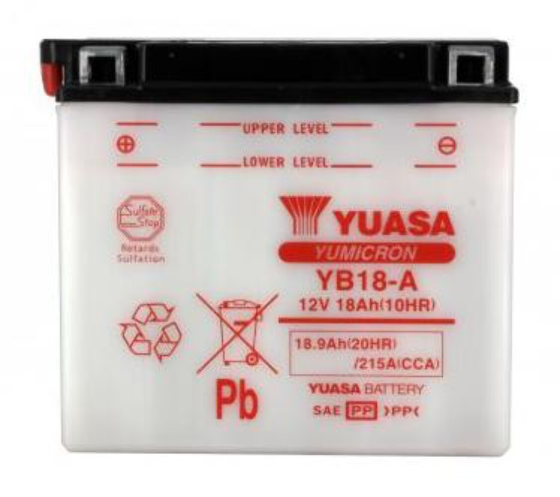 Batterie YB18-A Yuasa 12V idéale pour redémarrer une moto après l hiver