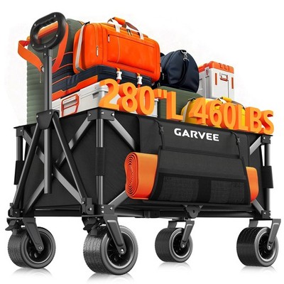 460LBS Heavy Duty Collapsible Wagon with All-Terrain Wheels 280L Foldable Cart