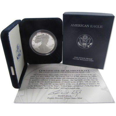 #ad 2006 W American Silver Eagle Choice Proof Bullion $1 Coin OGP COA $104.99
