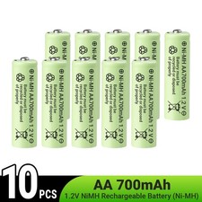 10PACK 700mAh Ni-MH Battery 1.2V AA Rechargeable Batteries for Solar Lights Lamp