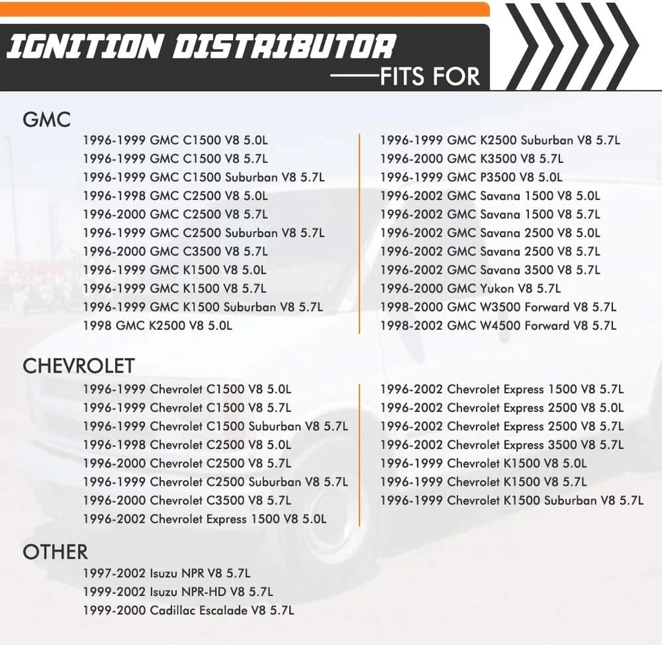 Complete Ignition Distributor Replacement For GMC Vortec C1500 C2500 C3500 K1500 - Image 3 of 4