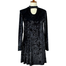 M Fasis Velvet Mini Dress Sz S Black Keyhole Event Fairy Grunge Whimsigoth