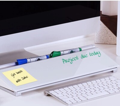 Quartet Glass Dry Erase Desktop Computer Pad 18 x 6 White GDP186