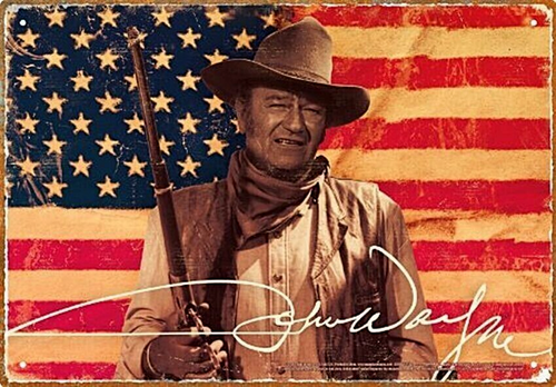 Letrero de lata John Wayne - bandera de EE. UU. 8"" x 11,5"" - mercancía totalmente nueva (TOTALMENTE NUEVA) - Imagen 2 de 4