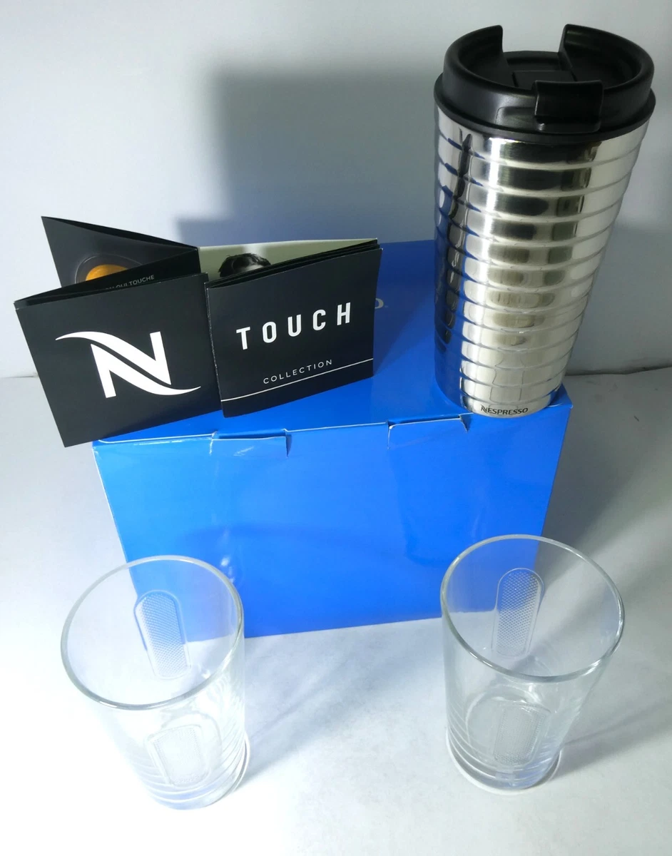 Nespresso Set 1 Silver Tumbler 11 oz & 2 Glasses ADN Design,On Ice LE,New