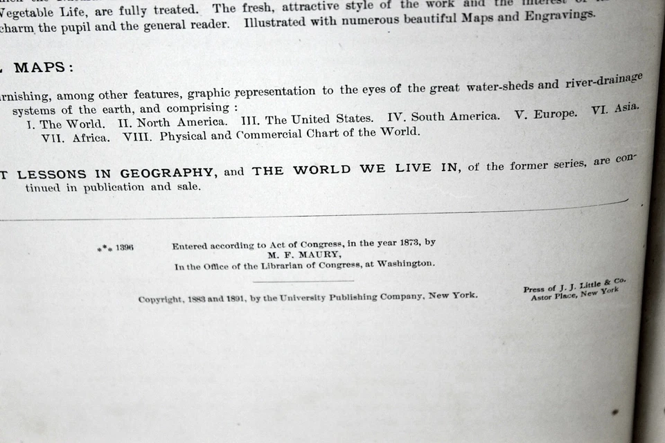Maury's Physical Geography Rivised 1893 цветные карты диаграммы и черно-белые гравюры - Изображение 3 из 4