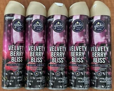 Pack of 5 Glade Limited Edition VELVETY BERRY BLISS Air Freshener Room Spray 8oz