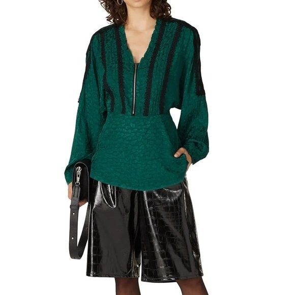 Koche Lace Trim Python Zip Top Blouse Womens Size… - image 13