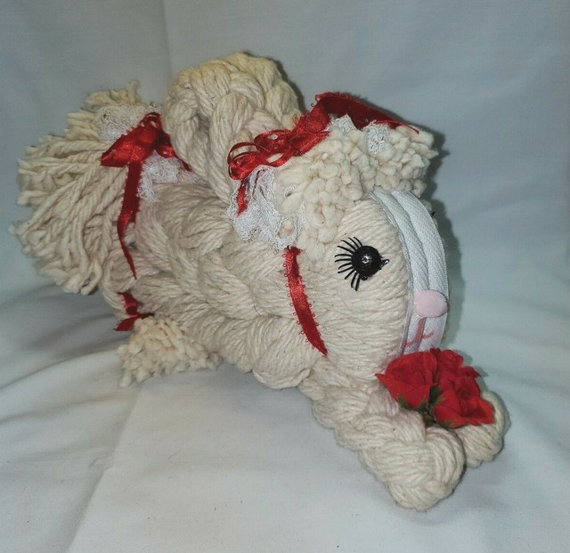EASTER Cotton Mop Bunny Rabbit Hand Made CRAFT MOP DOLL RABBIT One Of