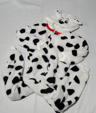 Disney 101 Dalmatian Cosplay Zip Up PJs Costume Hood White Black Spots 9/10 Kids
