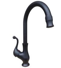 Black Brass Swivel Spout Kitchen Sink Faucet Bathroom Basin Cold Hot Taps 2nf333