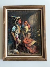 Vintage Native American Oil Painting  Indian Tent Fest  Holy Week by Bill Rakocy