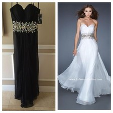 NWT BLACK LA FEMME PROM/PAGEANT/FORMAL DRESS/GOWN 18482 SIZE 0