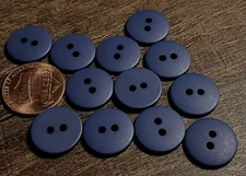 12 Domed Top Matte Dark Blue Plastic Sew-thru Buttons 9/16" 14.5mm 14255