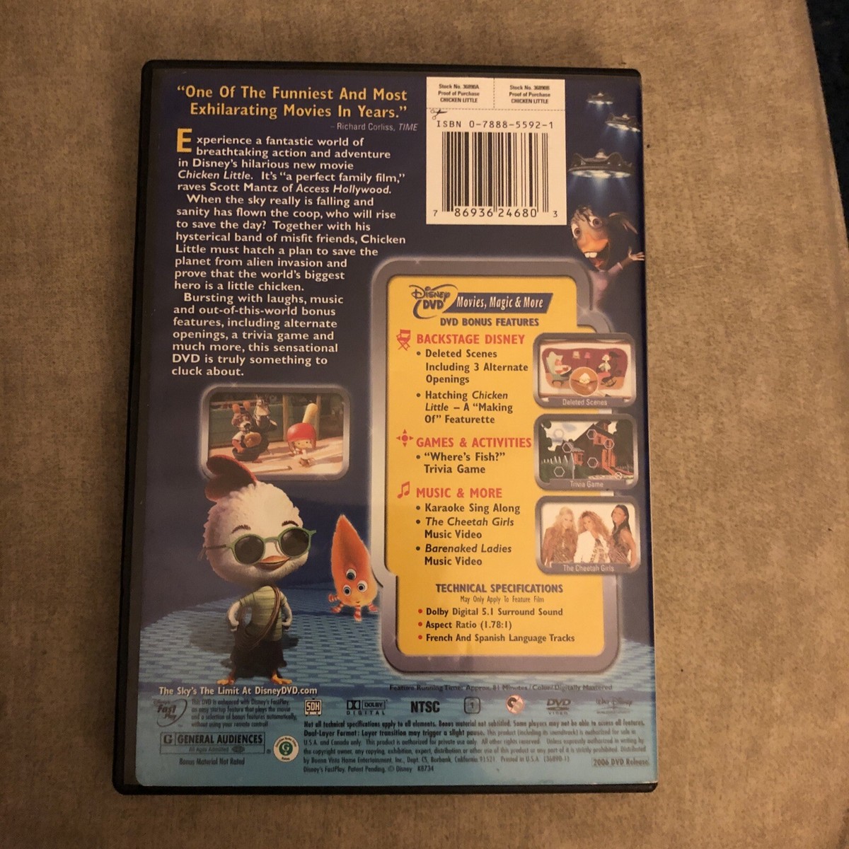 Chicken Little (DVD, 2005) Disney Zach Braff Don Knotts