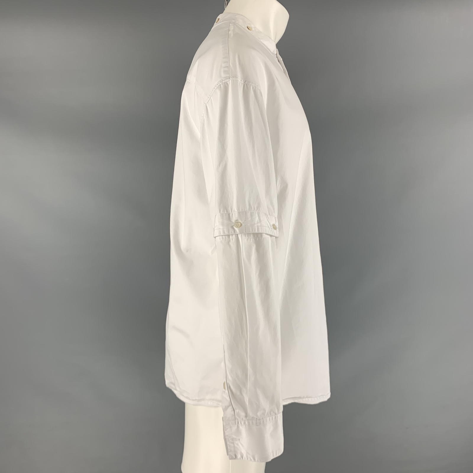 HUSSEIN CHALAYAN Size S White Solid Cotton Nehru … - image 2