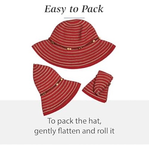 NEW NWT WALLAROO BRETON one size cotton Blend RED wide brim summer hat UPF 50+ - Picture 2 of 10