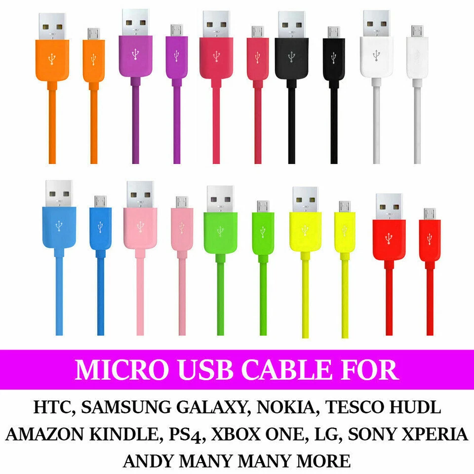 Long Micro USB Data Sync Charger Cable Lead For Samsung LG Android Phones 1/2/3M - Image 3 of 4