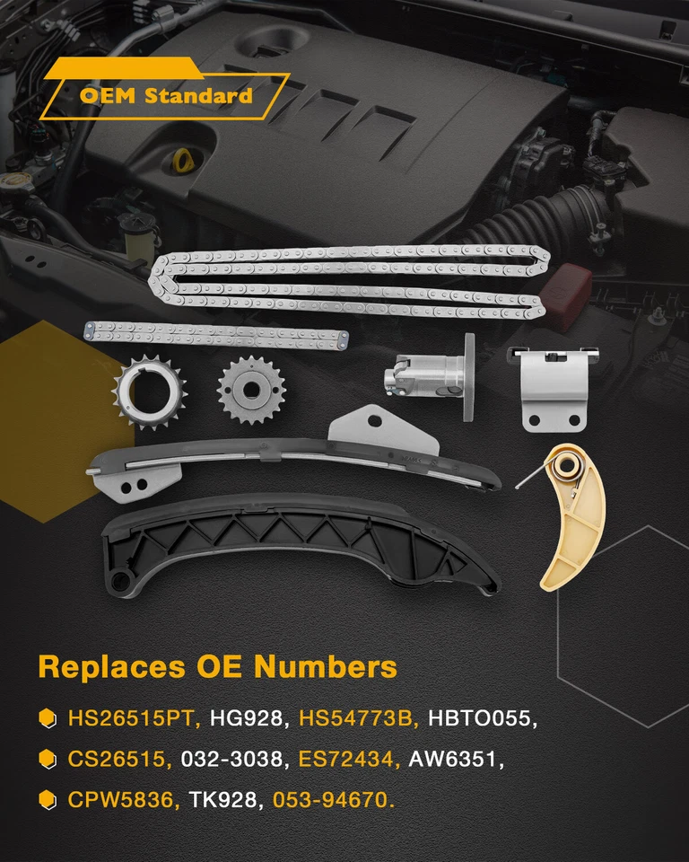 1.8L Engine Timing Chain Head Gasket Set For 08-16 Toyota Scion Corolla Pontiac - Image 3 of 4
