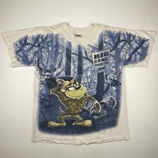 Vintage Taz Hunting Looney Tunes T-Shirt Size L 1996 90s All Over Print AOP
