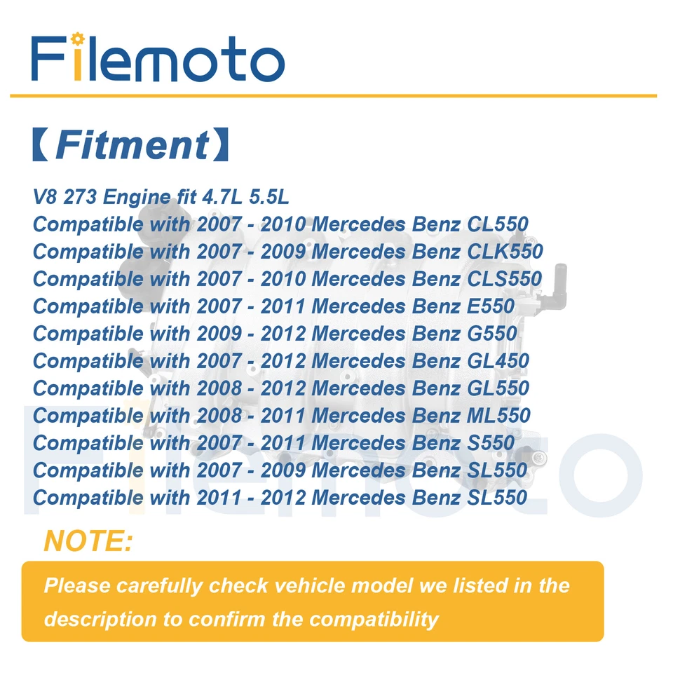 Впускной коллектор для Mercedes CL550 CLK550 E550 G550 GL550 S550 SL550 4,7 л 5,5 л - Изображение 3 из 4