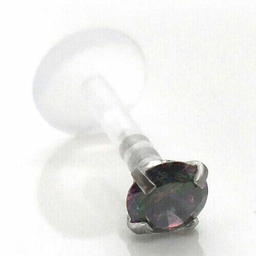 Bioflex Cartilage Earrings Helix Lip Labret Rainbow Crystal 2-5mm 16G Bioplast - Picture 5 of 10