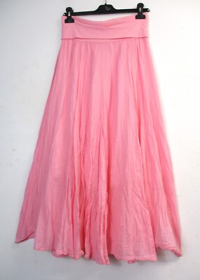 Lagenlook Ladies 100% Cotton 1/2 Lined Long Skirt 12 Colours One Size :