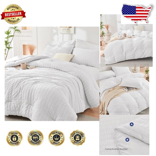 Premium Full Size Seersucker Comforter Set - 7-Piece Luxury Bedding Solution - 第 1/10 張圖片
