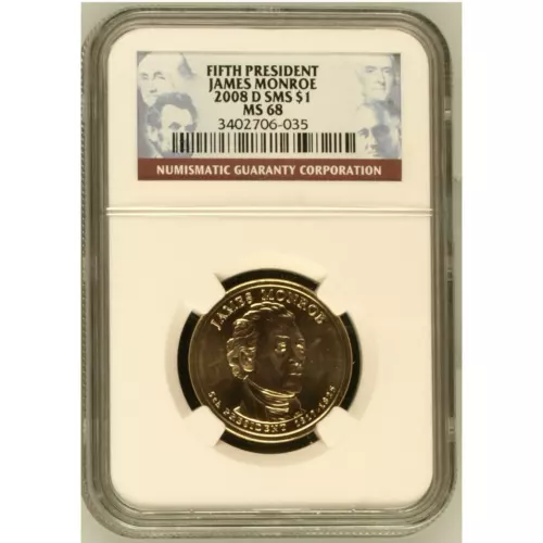 NGC 2008 D MS68 SMS  James Monroe Fifth President $1