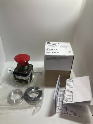 ALLEN BRADLEY 800T-FX6A1 PUSH PULL 2 POSITION MUSHROOM RED 1NO/1NCLB SER T NIB