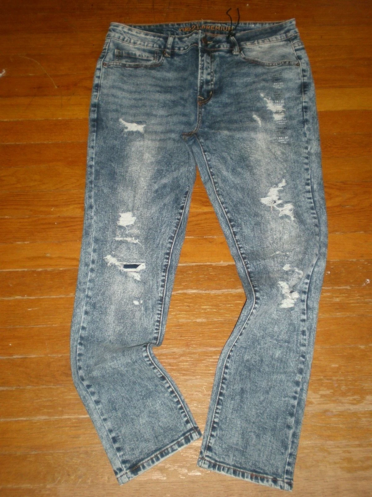 JEAN RUE 21 LOOK DÉLAVÉ ET USÉ SUPREME FLEX SKINNY FIT TAILLE : 34 X 30 NEUF SANS ÉTIQUETTE