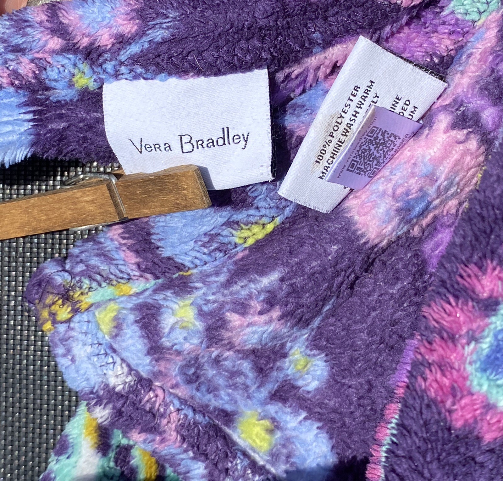 2pc Set Vera Bradley Batik Leaves Purple Paisley Polar Fleece Throw