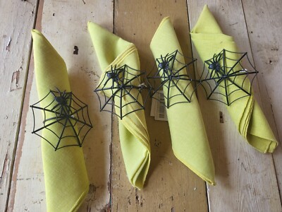 L@@k!!! Gallerie II Napkin Rings Black Spider Web Halloween