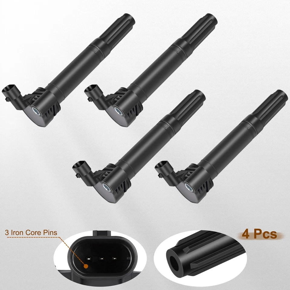 Pacote com 4 bobinas de ignição para Fiat 500 2012 2013 2014 2015 2016 2017 L4 1.4L - Imagem 2 de 4