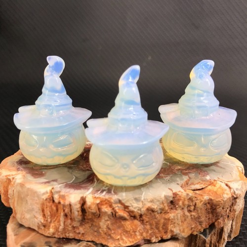 1pcs synthetic opalite Pumpkin Wizard hat skull Quartz Crystal Figurines 1.5" - Picture 3 of 11