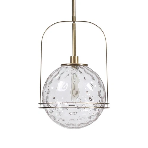 Uttermost Mimas 1-Light Steel and Glass Globe Pendant in Brass Finish - Picture 5 of 7