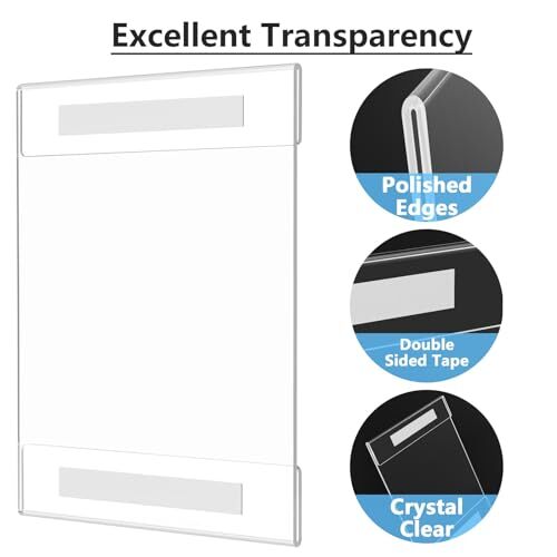 Acrylic Sign Holder 8.5 x 11 Wall Mount Clear Plastic Sign 8.5" x 11" 2 Pack - Picture 3 of 6