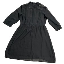 Love Reign Shirt Dress Lace Women's Size Large Button Down Knee Length Black