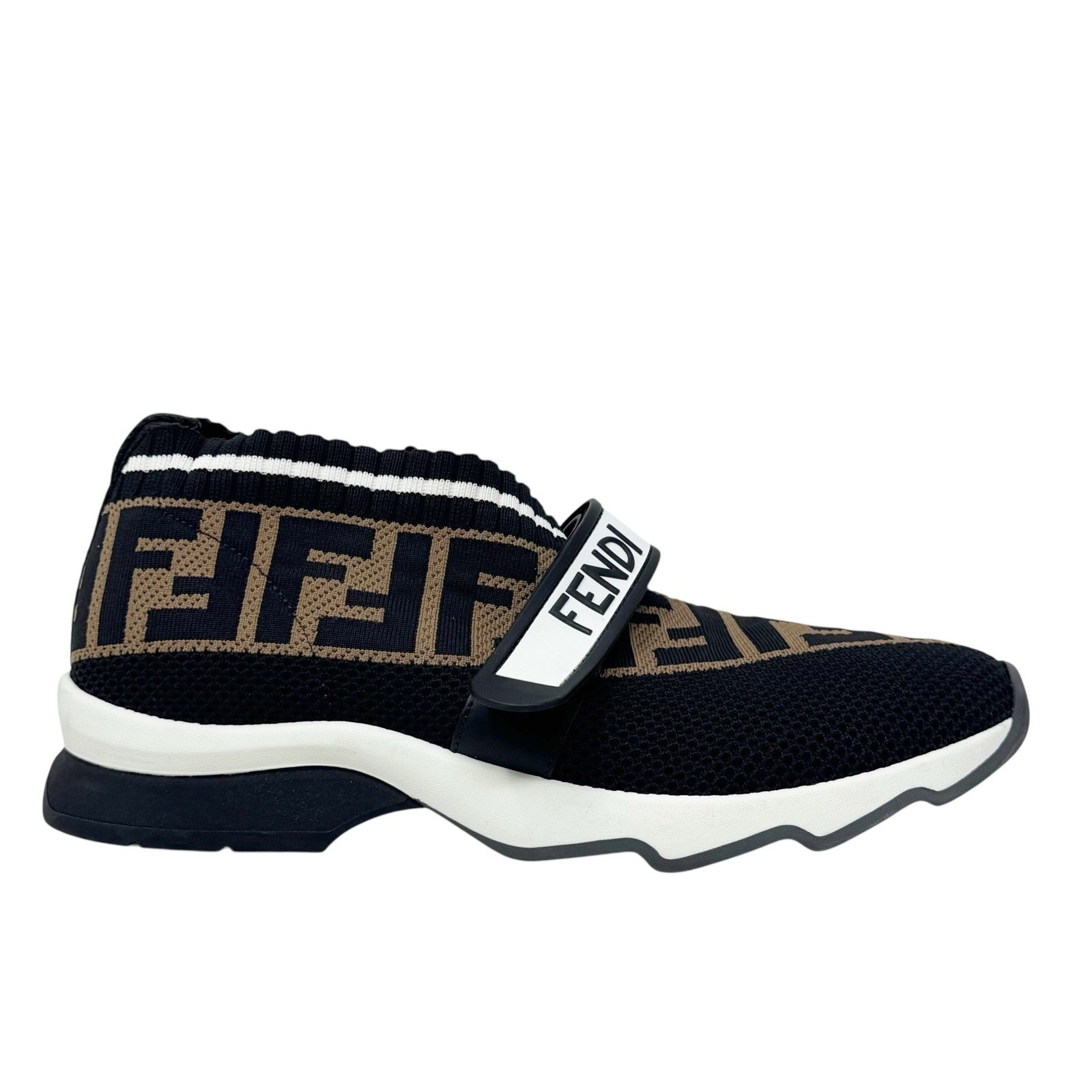 Fendi Women's Brown and Black Logo Rockoko FF Motif Inlay Sneakers Size 37 7 thumbnail 11