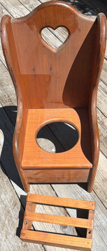 Wooden Brown Potty Training Chair with Heart Cutout and Removable Slat Base