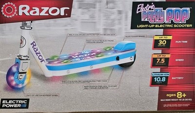 Razor Party Pop Kick Scooter with LED Lights - White