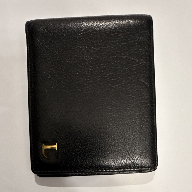 LANVIN Paris Men's Black Bifold Wallet with ID Window, Credit Card Slots