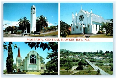 War Memorial clock Church Bridge Waipawa Central Hawkes Bay New Zealand Postcard