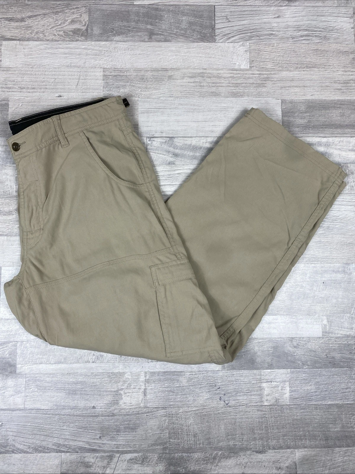 PrAna Stretch Zion Slim Pants II Beige Roll Up Cargos 34X30 Outdoor Hiking EUC