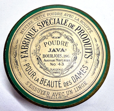 Antique Bourjois Poudre de Riz de Java Paris, Cosmetic Powder Box (empty) 1920's